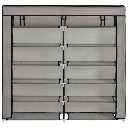 Schoenenkast met hoes 115x28x110 cm stof grijs Grijs