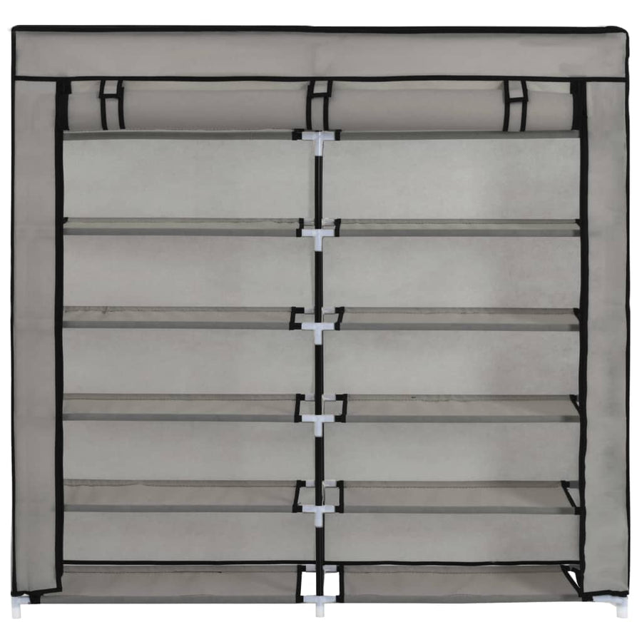 Schoenenkast met hoes 115x28x110 cm stof grijs Grijs