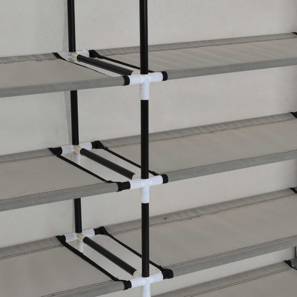Schoenenkast met hoes 115x28x110 cm stof grijs Grijs