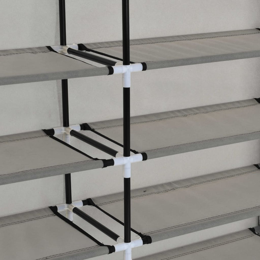 Schoenenkast met hoes 115x28x110 cm stof grijs Grijs