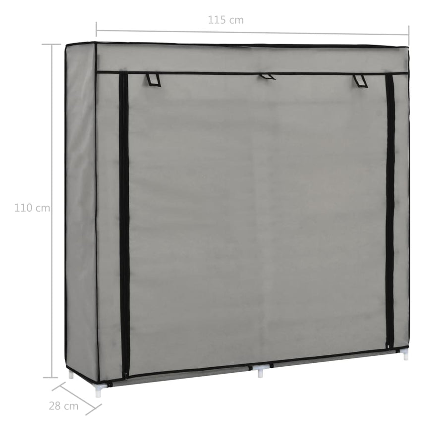 Schoenenkast met hoes 115x28x110 cm stof grijs Grijs
