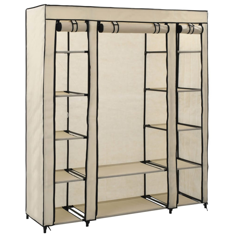 Kledingkast Met Vakken En Stangen 50X45X76 Cm Stof Crème