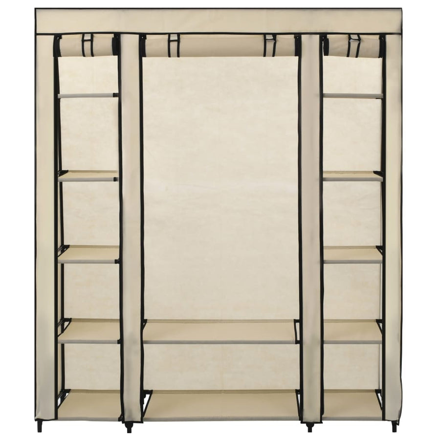 Kledingkast Met Vakken En Stangen 50X45X76 Cm Stof Crème