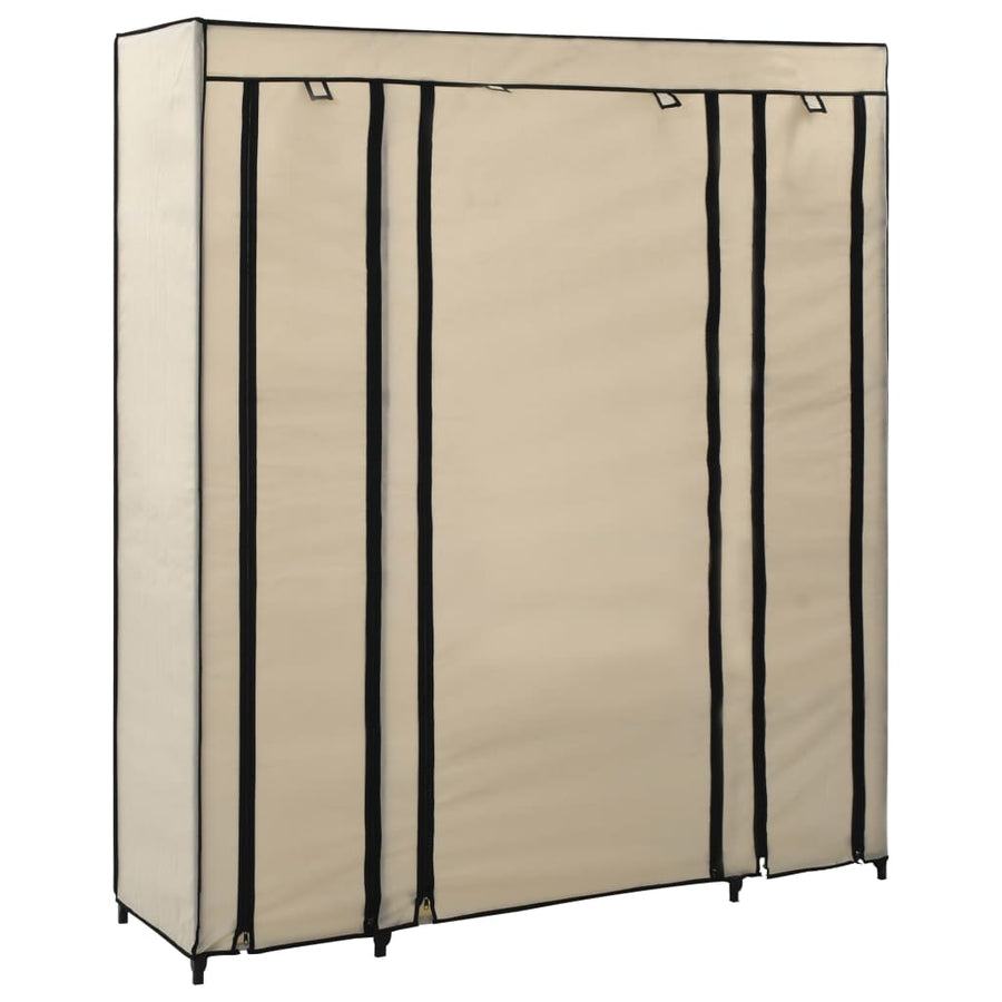 Kledingkast Met Vakken En Stangen 50X45X76 Cm Stof Crème
