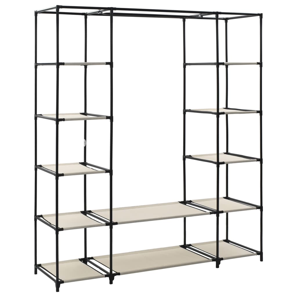 Kledingkast Met Vakken En Stangen 50X45X76 Cm Stof Crème