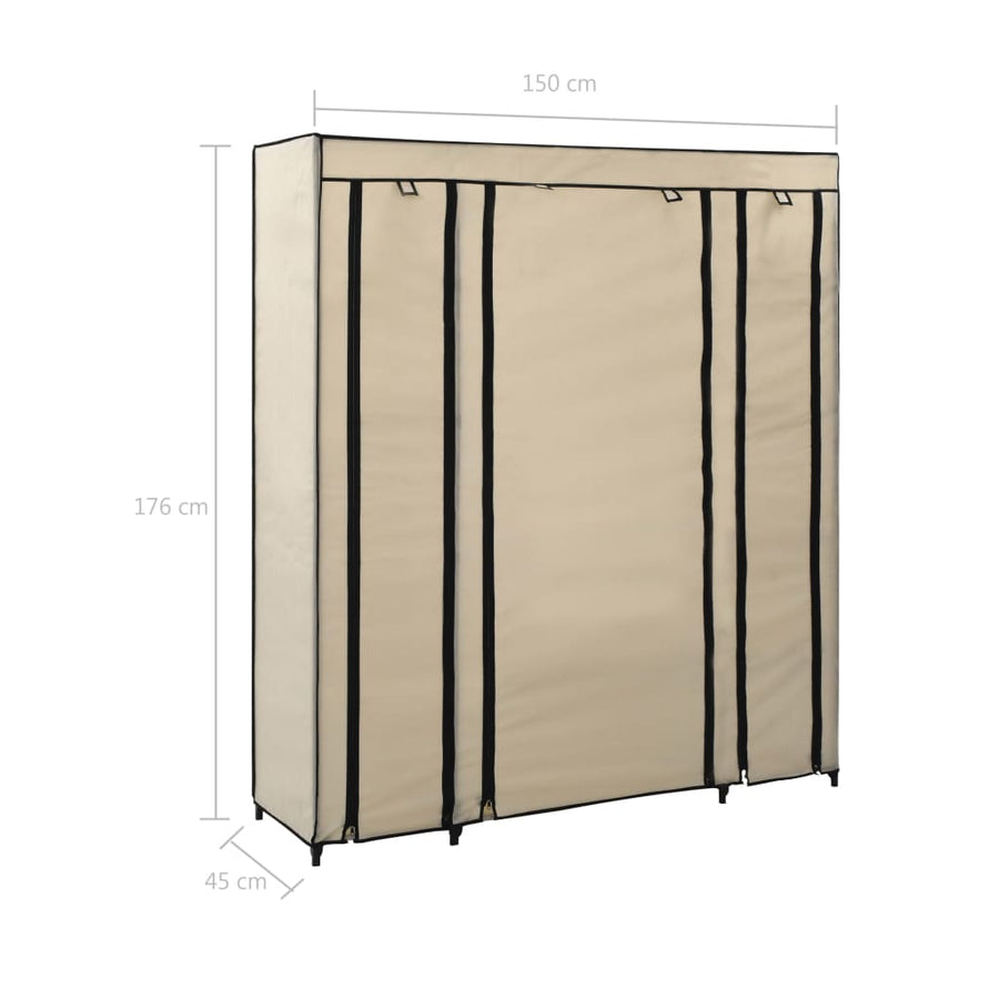 Kledingkast Met Vakken En Stangen 50X45X76 Cm Stof Crème