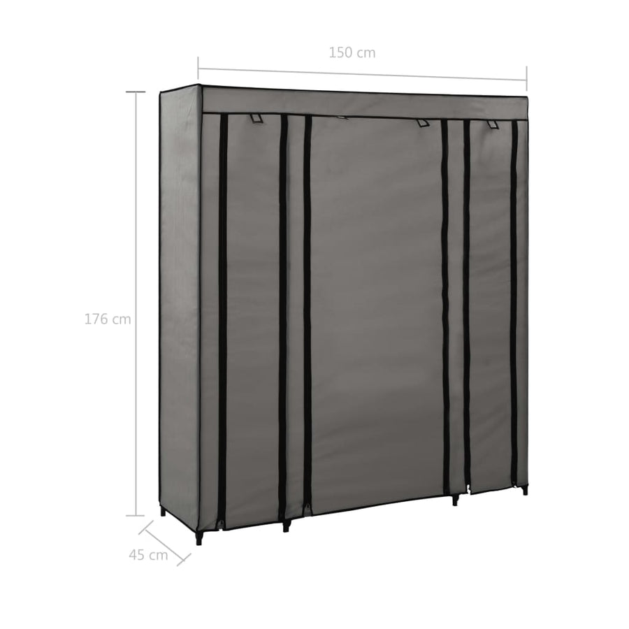 Kledingkast Met Vakken En Stangen 50X45X76 Cm Stof Grijs