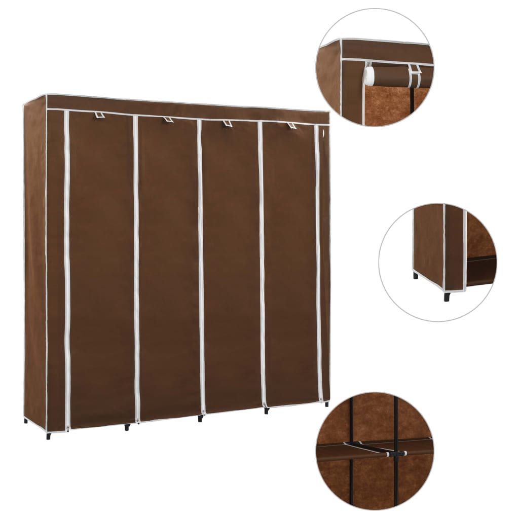 Kledingkast Met 4 Vakken 75X45X70 Cm Bruin