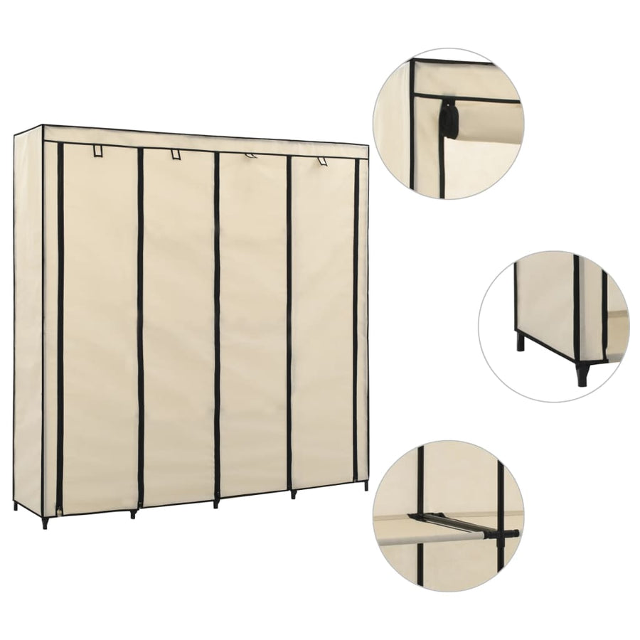 Kledingkast Met 4 Vakken 75X45X70 Cm Crème
