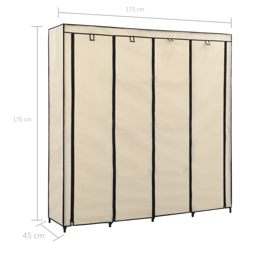 Kledingkast Met 4 Vakken 75X45X70 Cm Crème