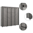 Wardrobe with 4 compartments 175x45x170 cm grey