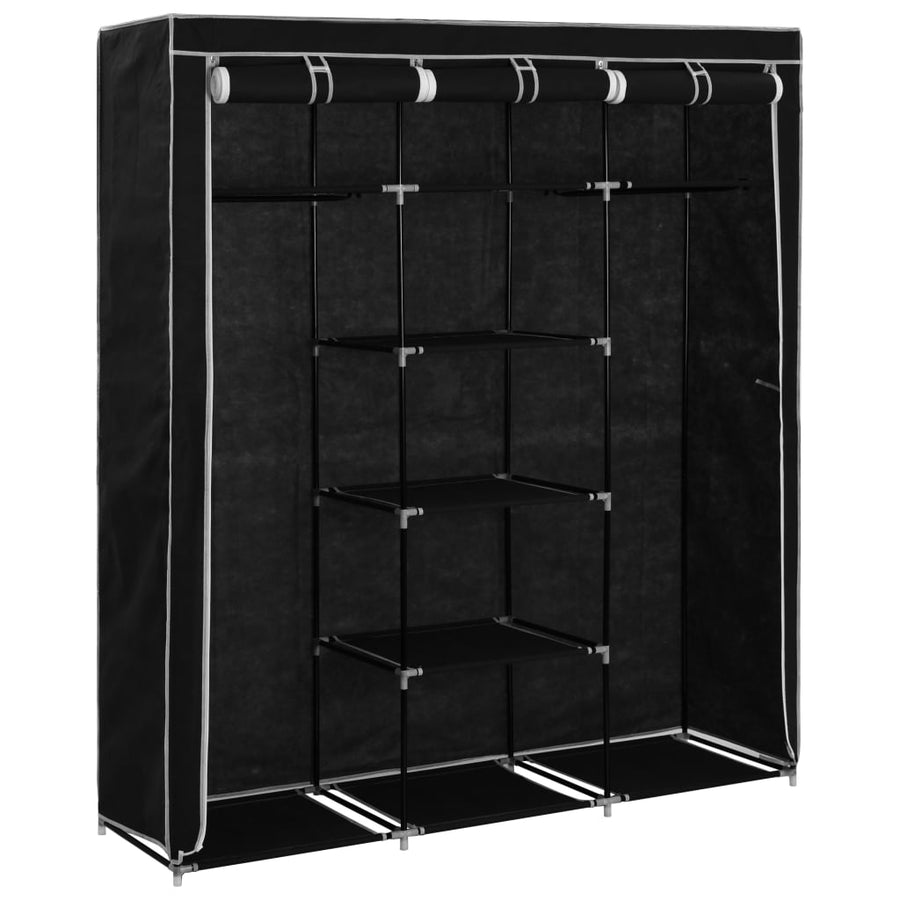Kledingkast Met Vakken En Stangen 50X45X75 Cm Stof Zwart
