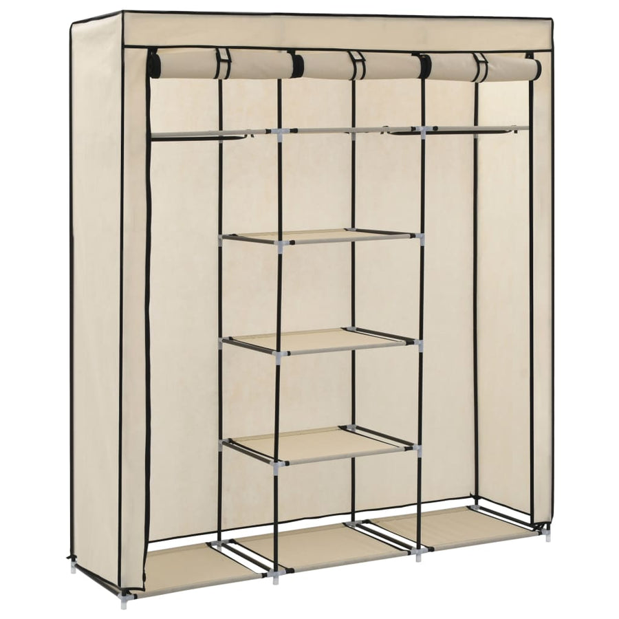 Kledingkast Met Vakken En Stangen 50X45X75 Cm Stof Crème