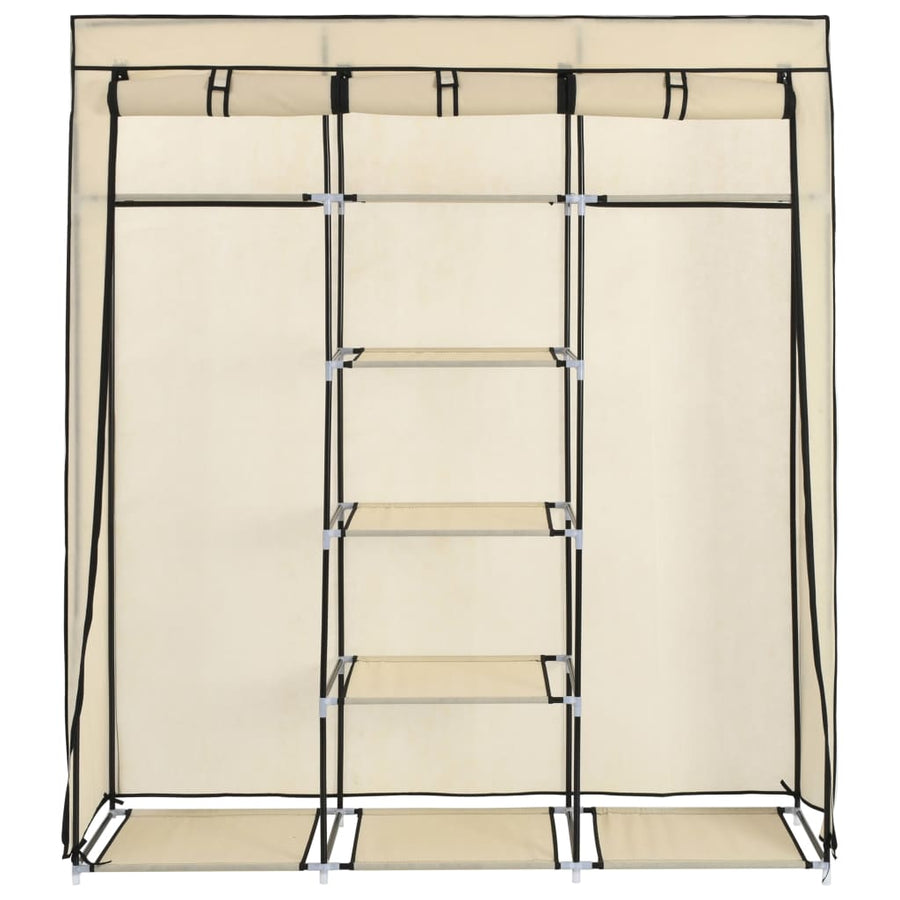 Kledingkast Met Vakken En Stangen 50X45X75 Cm Stof Crème
