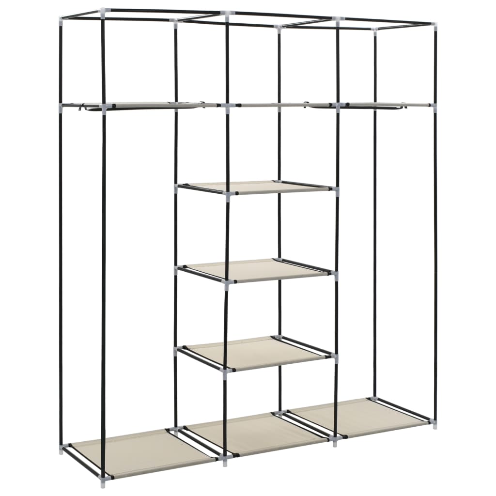 Kledingkast Met Vakken En Stangen 50X45X75 Cm Stof Crème