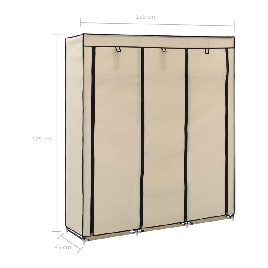 Kledingkast Met Vakken En Stangen 50X45X75 Cm Stof Crème