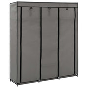 Kledingkast 150x45x175 cm stof grijs wandmontage