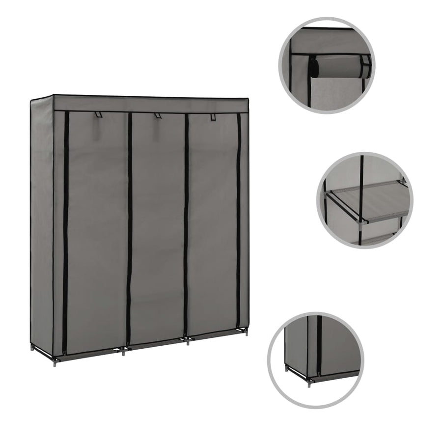 Kledingkast Met Vakken En Stangen 50X45X75 Cm Stof Grijs