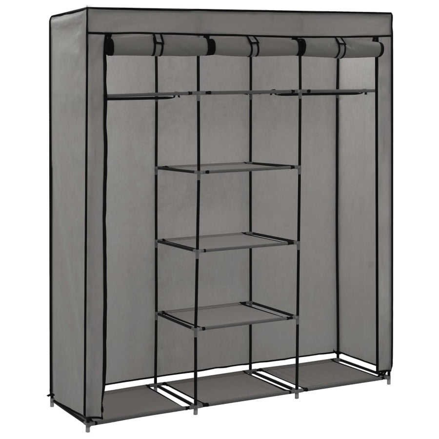 Kledingkast Met Vakken En Stangen 50X45X75 Cm Stof Grijs