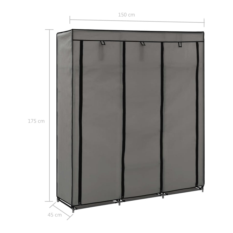 Kledingkast Met Vakken En Stangen 50X45X75 Cm Stof Grijs