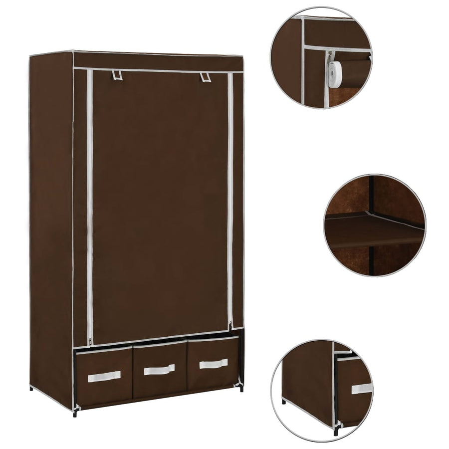 Kledingkast 87X49X59 Cm Stof Bruin