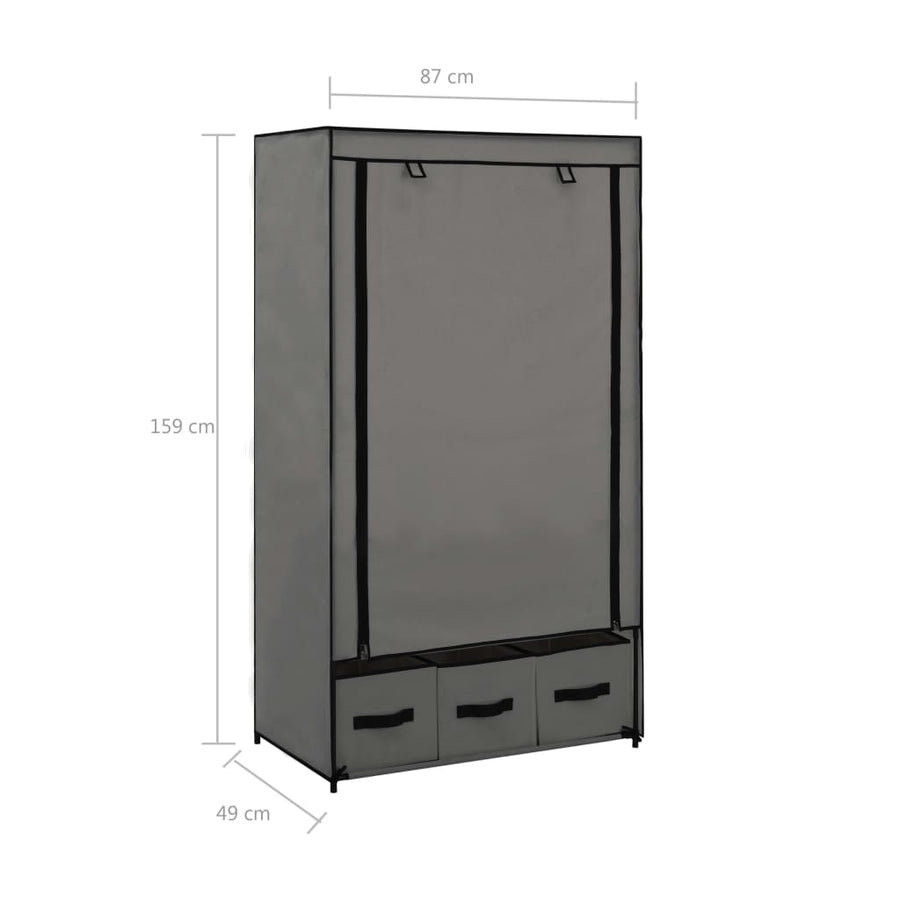 Kledingkast 87X49X59 Cm Stof Grijs