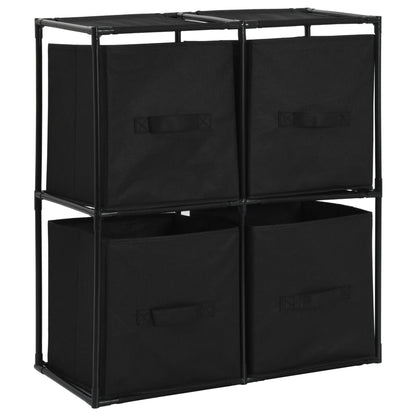 Opbergkast Met 4 Stoffen Manden 63X30X71 Cm Staal Zwart
