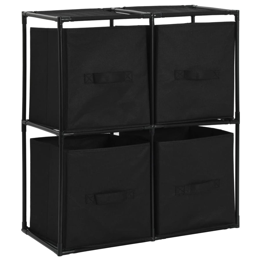 Opbergkast Met 4 Stoffen Manden 63X30X71 Cm Staal Zwart