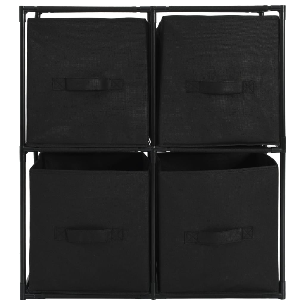 Opbergkast Met 4 Stoffen Manden 63X30X71 Cm Staal Zwart