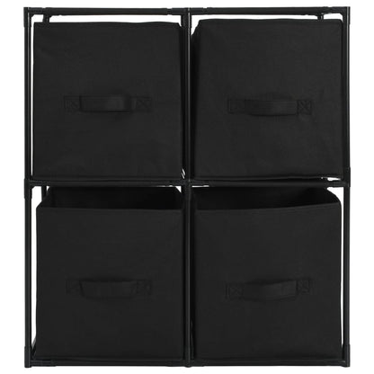 Opbergkast Met 4 Stoffen Manden 63X30X71 Cm Staal Zwart