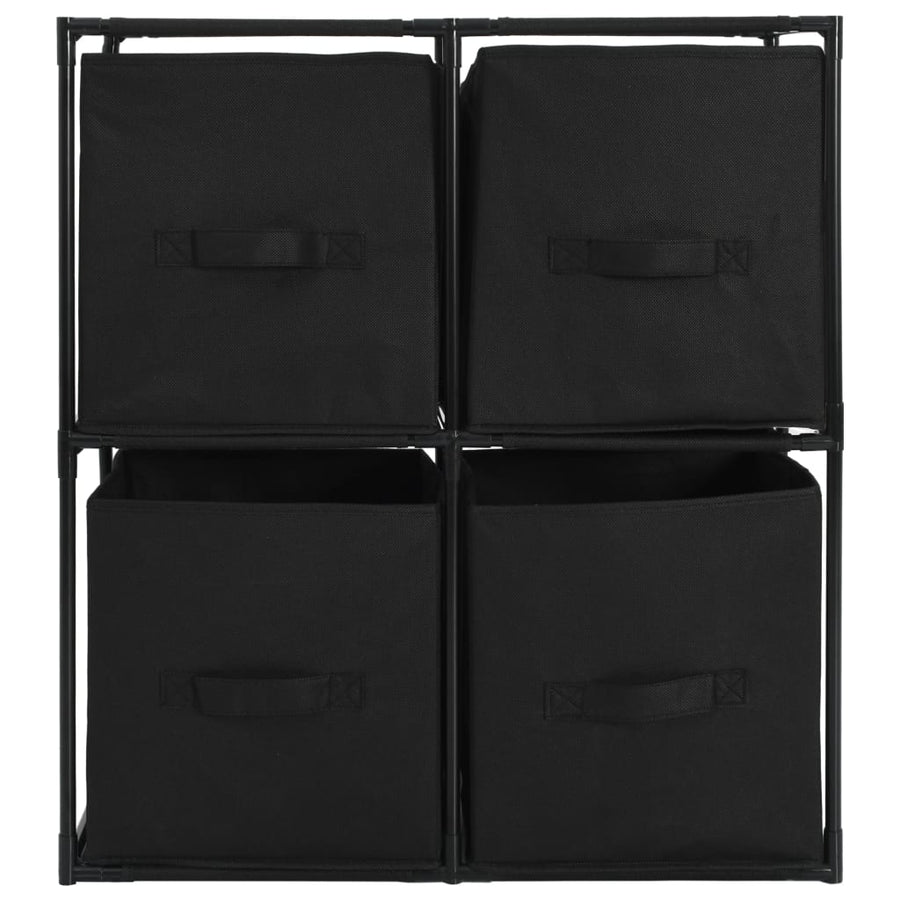Opbergkast Met 4 Stoffen Manden 63X30X71 Cm Staal Zwart