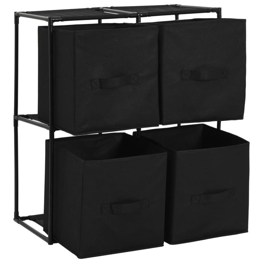 Opbergkast Met 4 Stoffen Manden 63X30X71 Cm Staal Zwart