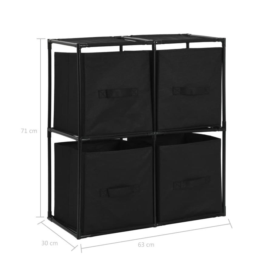 Opbergkast Met 4 Stoffen Manden 63X30X71 Cm Staal Zwart