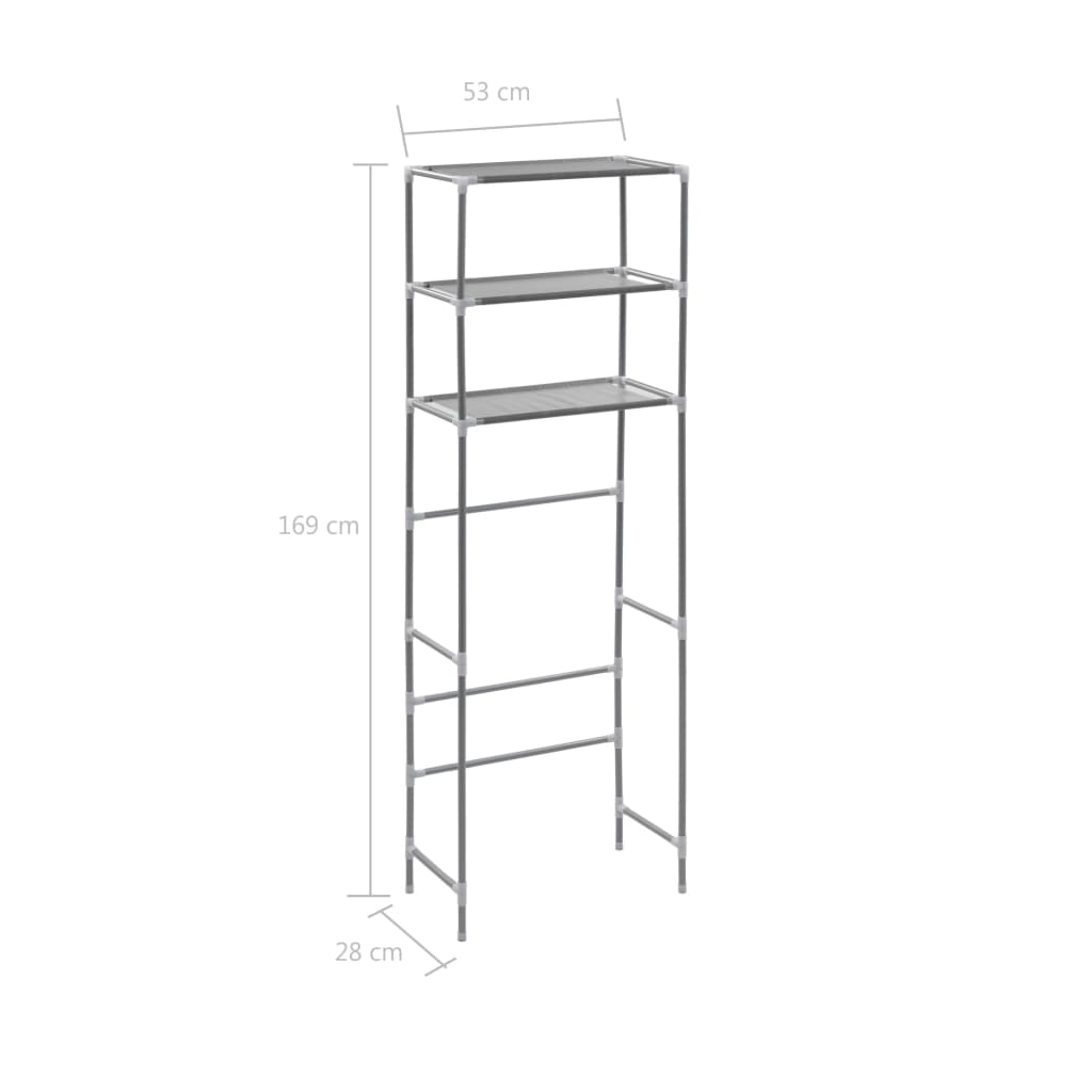 Opbergrek Voor Boven Toilet 3-Laags Kleurig 53 x 28 x 169 cm Zilver