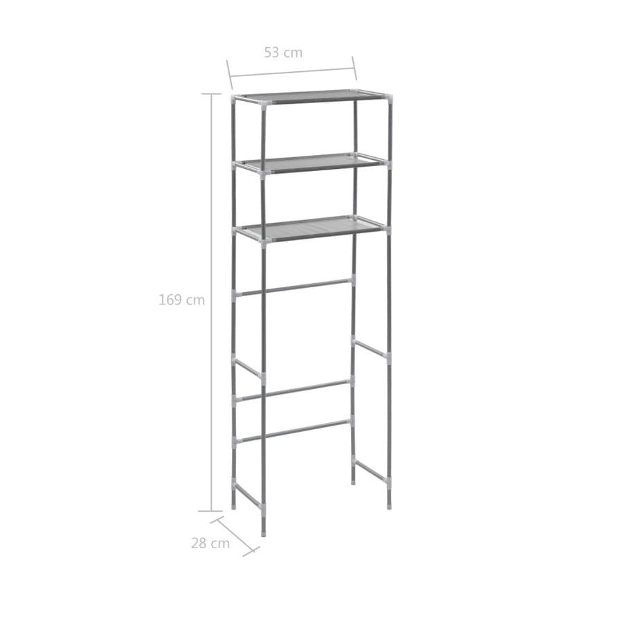 Opbergrek Voor Boven Toilet 3-Laags Kleurig 53 x 28 x 169 cm Zilver