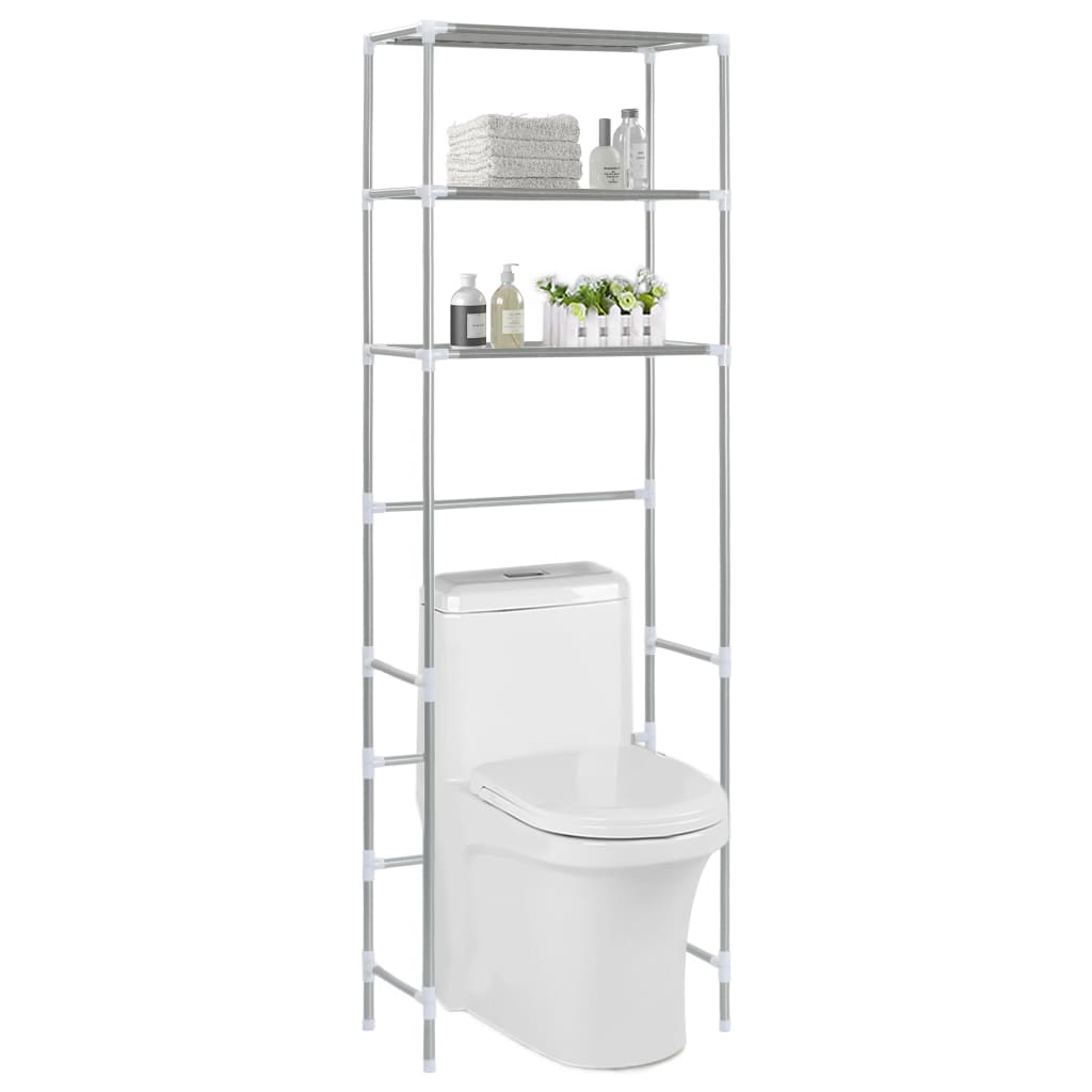 Opbergrek Voor Boven Toilet 3-Laags Kleurig 53 x 28 x 169 cm Zilver