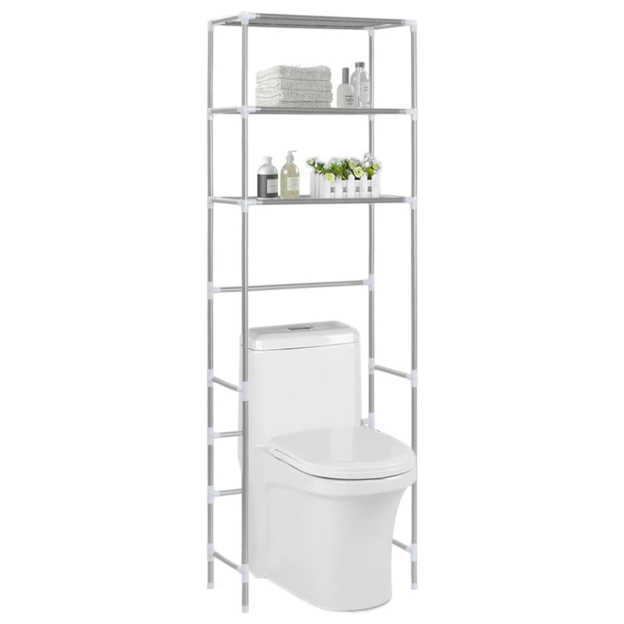 Opbergrek Voor Boven Toilet 3-Laags Kleurig 53 x 28 x 169 cm Zilver