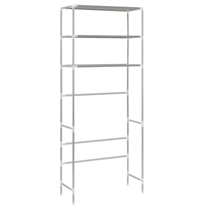 Opbergrek voor boven wasmachine 3-laags 69x28x169 cm zilver