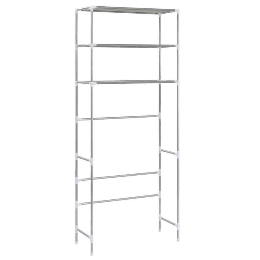 Opbergrek voor boven wasmachine 3-laags 69x28x169 cm zilver