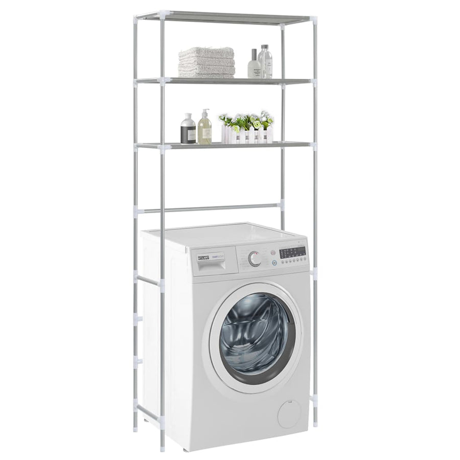 Opbergrek voor boven wasmachine 3-laags 69x28x169 cm zilver