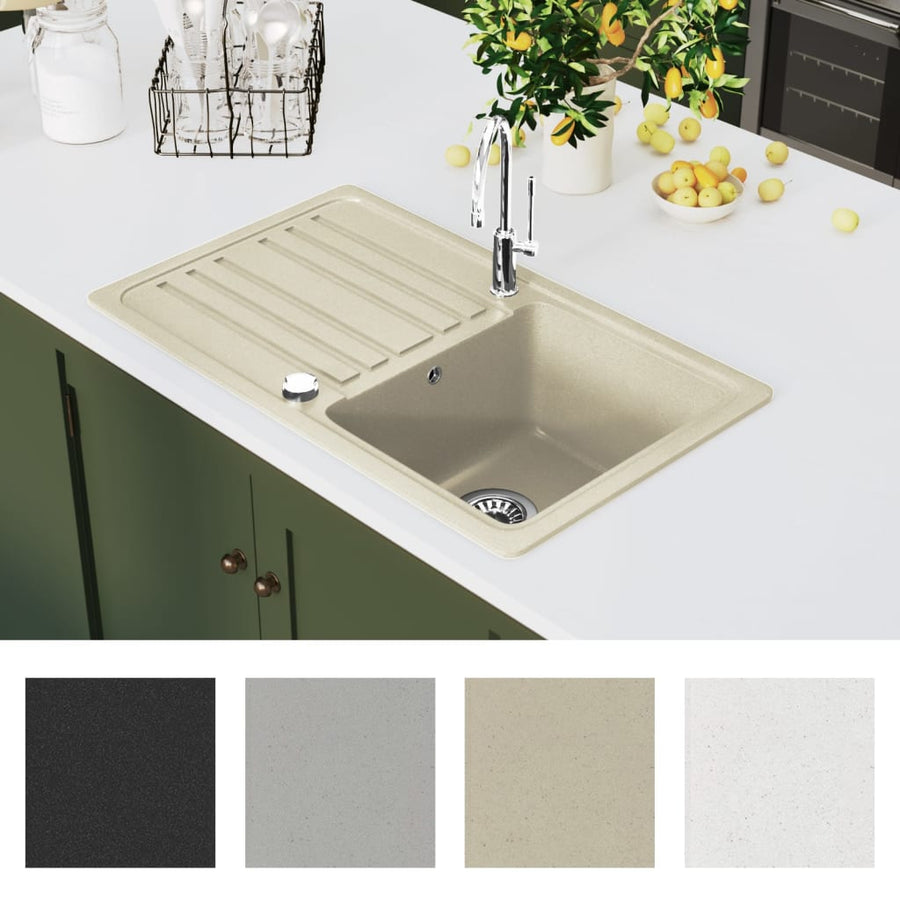 Gootsteen enkele bak graniet beige Beige
