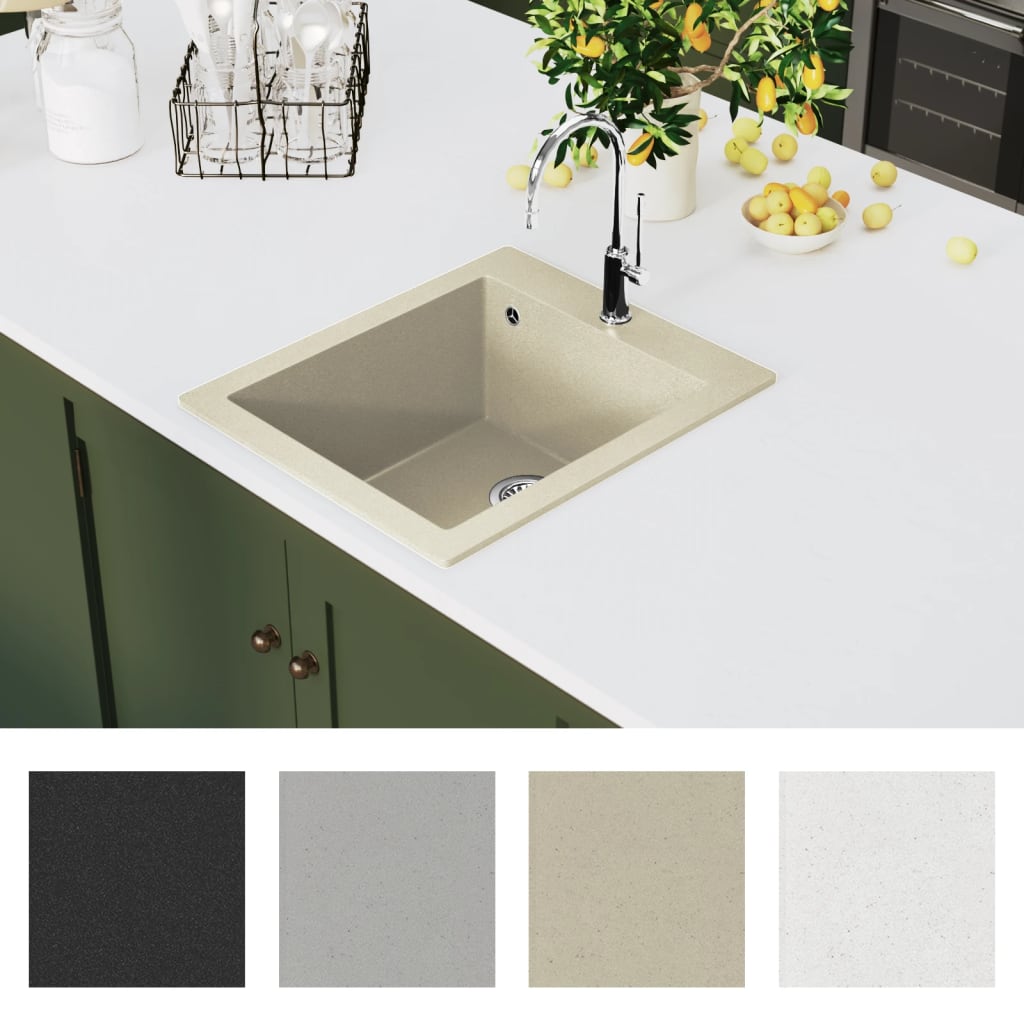Gootsteen enkele bak graniet beige Beige
