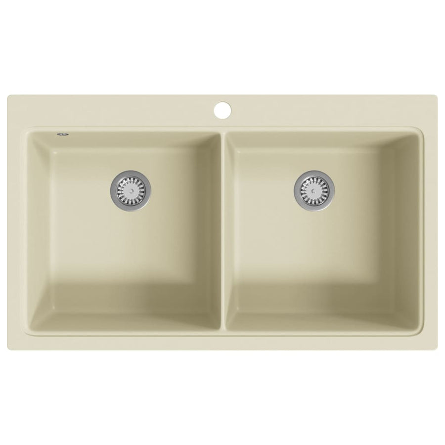 Gootsteen dubbele bakken graniet beige Beige