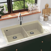 Gootsteen dubbele bakken graniet 86x51 cm beige