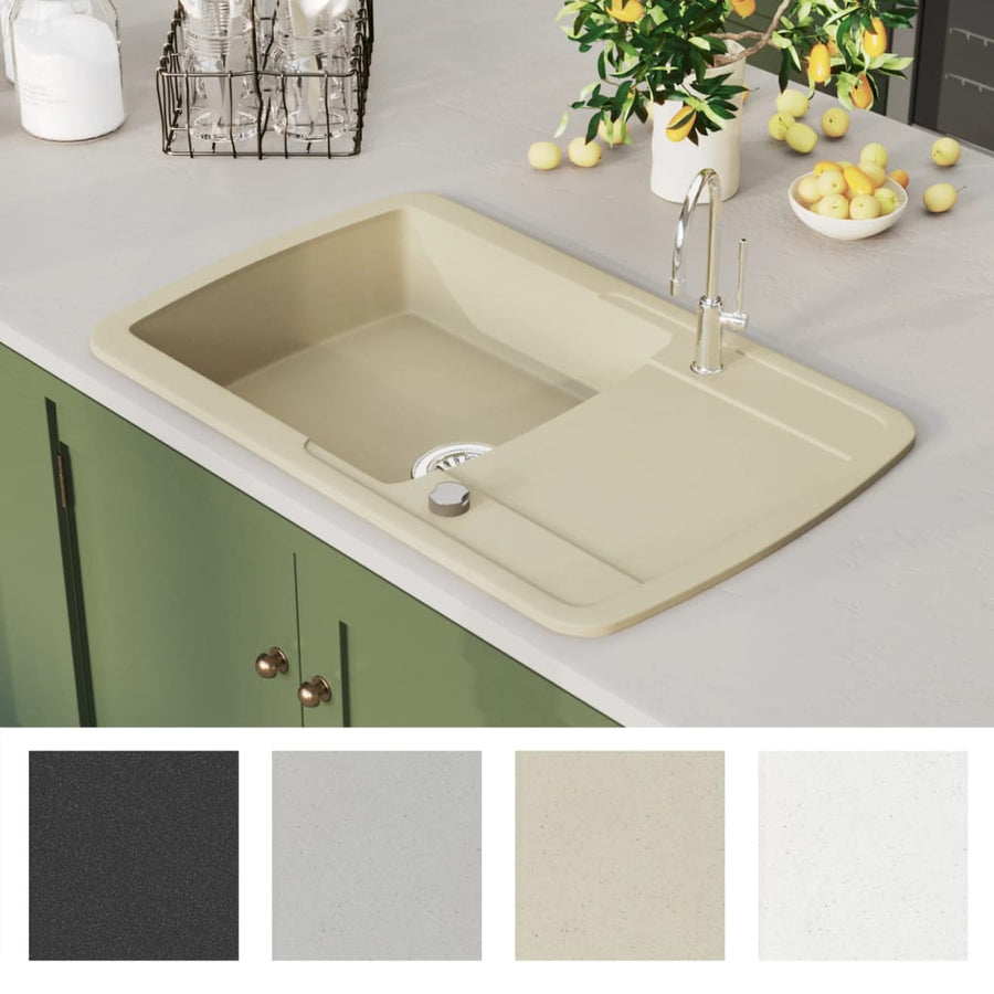 Gootsteen enkele bak graniet beige Beige