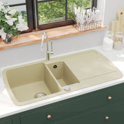 Gootsteen dubbele bak graniet beige 96x50x31 cm