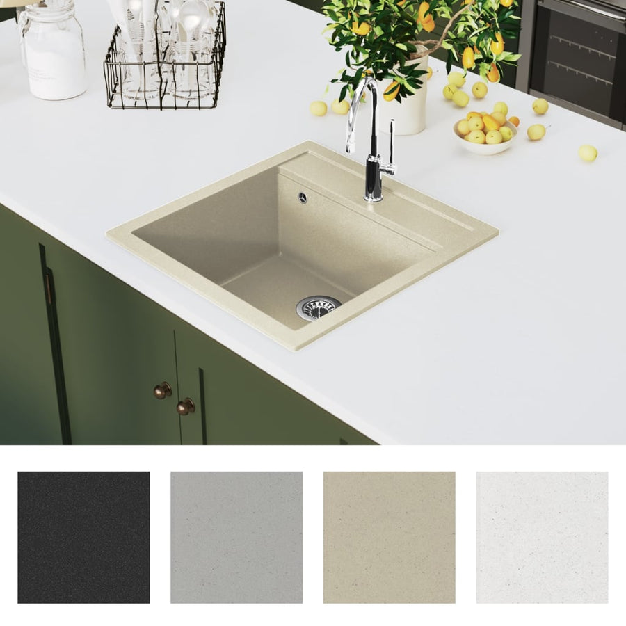 Gootsteen enkele bak graniet beige Beige