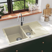 Gootsteen dubbele bakken graniet beige 80x50x31 cm