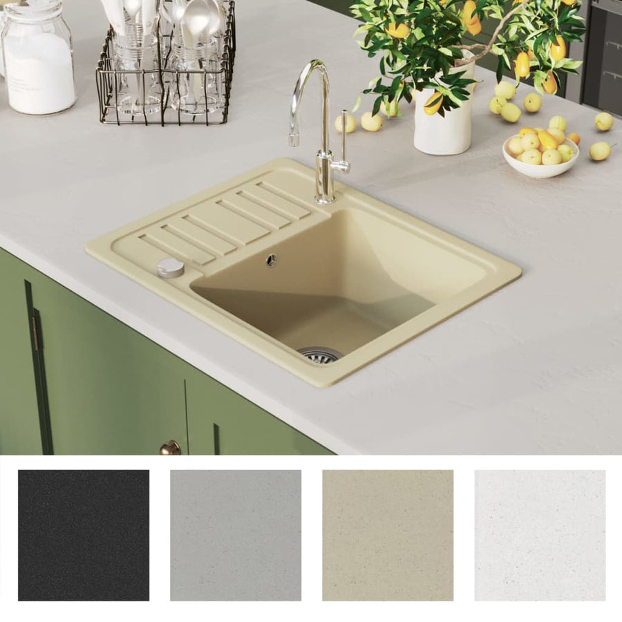 Gootsteen enkele bak graniet beige Beige