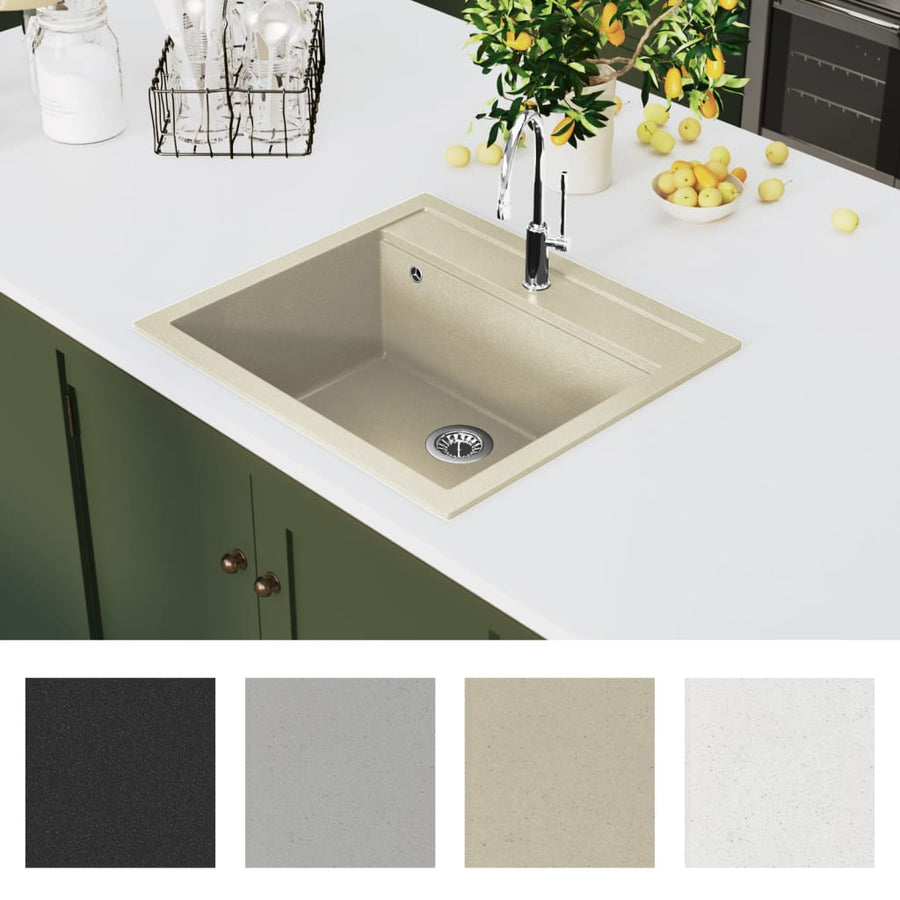 Gootsteen enkele bak graniet beige Beige